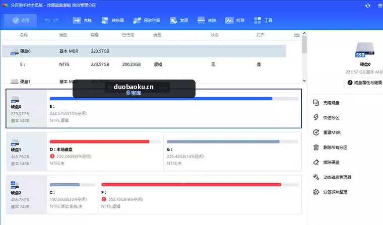 傲梅分区助手 v10.8.2 x86 x64 PE单文件版/便携版/精简版 界面截图