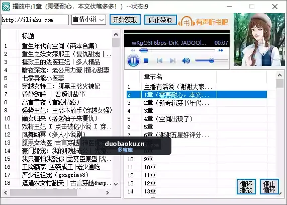 电脑端在线听小说工具 可批量获取 界面截图