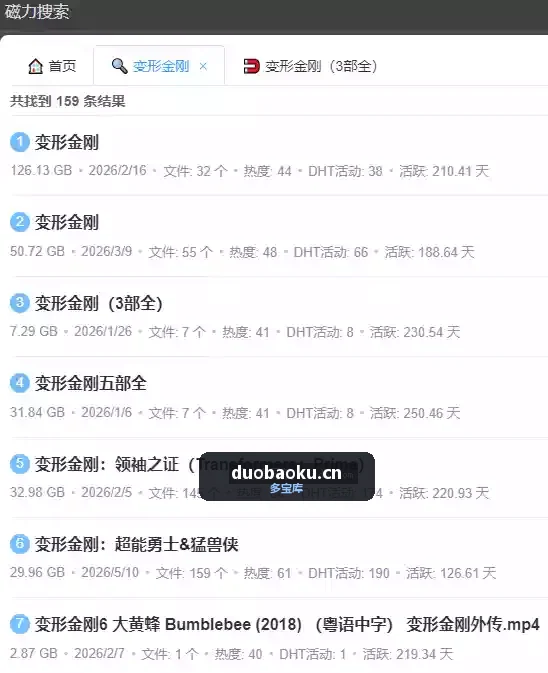 磁力资源搜索器 速度快 可显文件信息 界面截图