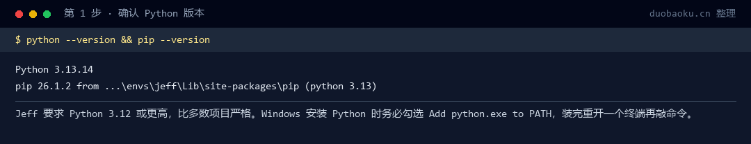 第 1 步 · 确认 Python 环境